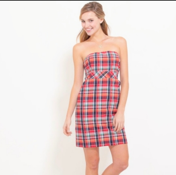 Vineyard Vines Dresses & Skirts - Vineyard Vines Strapless Plaid Dress